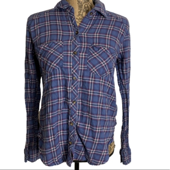 ABercrombie and Fitch blue flannel button shirt - Picture 1 of 5